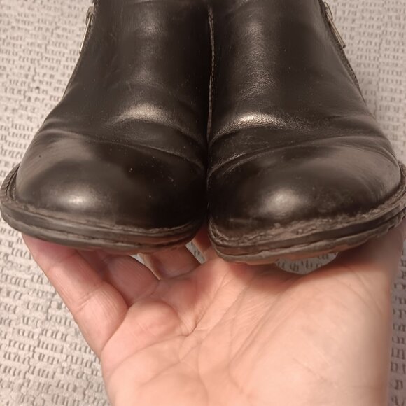 Born women's black leather block heel shooties shoe booties sz 10 - Picture 6 of 13